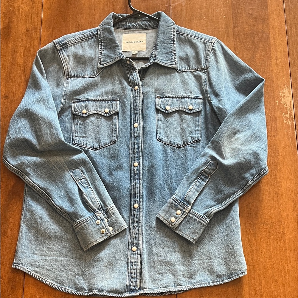 Lucky Brand Western Denim Shirt with Pearl Snap Closure. NWOT